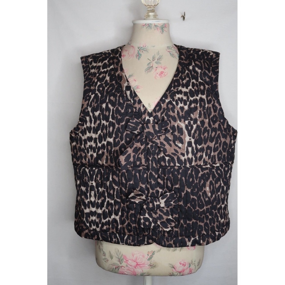 Bailey 44 Leopard Bow Vest Womens XL Quilted Sleeveless Top Chic Feminine NWT
